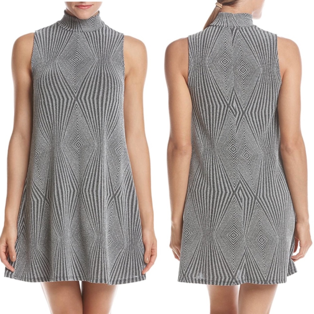 NWT Women’s Metallic Silver Mock Neck Dress Small
